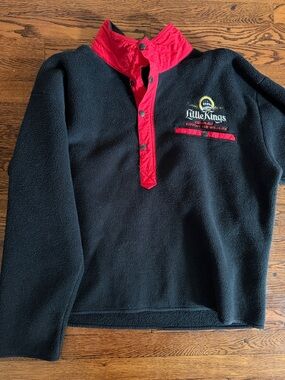 North Face Black Fleece Pullover with Red Trim and Little Kings Logo